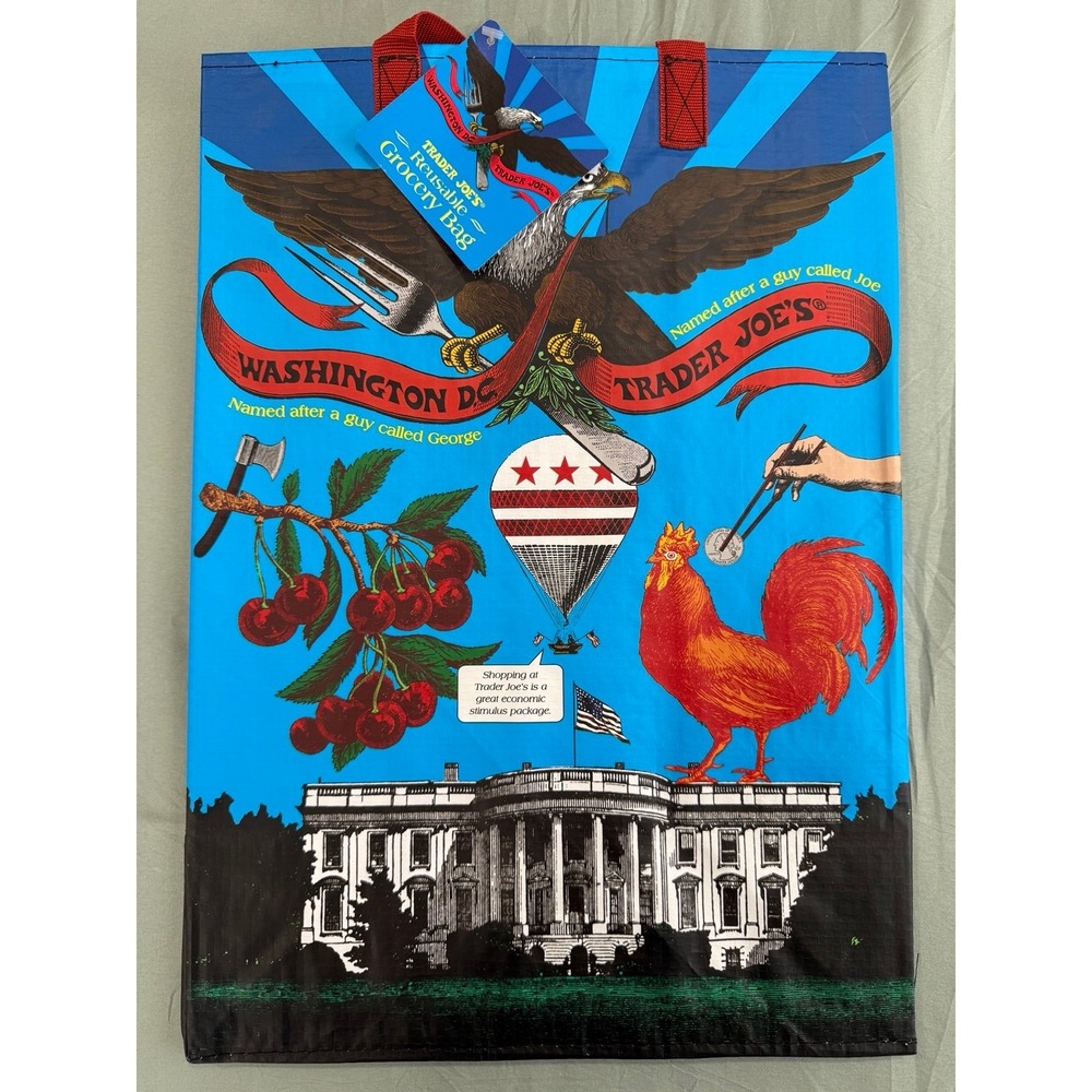 Trader Joe's‎ Washington DC Reusable Tote Bag Eagle Capitol Theme (2024)
